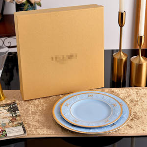 Vajilla de Lujo, Plato de Porcelana Fina Pintado a Mano, Platos Redondos de Cerámica Dorada - Product Image 2