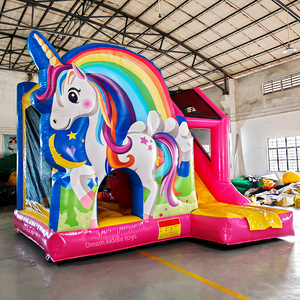 Castillo Inflable de PVC Comercial <span class=keywords><strong>para</strong></span> Niños, Diseño de Unicornio Arcoíris, con Tobogán, <span class=keywords><strong>para</strong></span> Alquiler en <span class=keywords><strong>Fiestas</strong></span> - Product Image 3