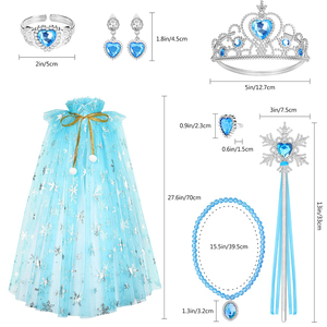 CM018 principessa <span class=keywords><strong>mantello</strong></span> <span class=keywords><strong>mantello</strong></span> ragazze fiocco di neve cappa corona ciara bracciale bacchetta per bambine Costume di natale di compleanno - Product Image 6