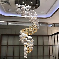Lustre en cristal d'or imprimé en 3D de luxe grand plafonnier en fer de conception nordique salon Villa hall Foyer hôtel Restaurant