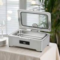 Ensemble de réchauds électriques pour buffet en acier inoxydable 304 pour restaurants, hôtels et traiteurs, capacité de 9 L, plage de température de 85 à 100 °C