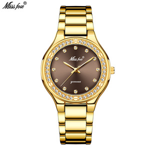 Missfox 2742 blanc clair de lune exquis diamant montre incrusté cadran à huit faces en acier inoxydable étanche montre de mode pour dame - Product Image 3