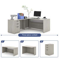 Ensemble de bureau de direction en forme de L avec armoire de rangement à 3 tiroirs pour PDG BOSS Ensemble de bureau de direction de luxe