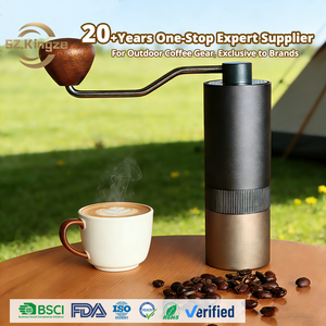 Kingze Moulin à café portable en acier inoxydable Design moderne Moulin à main manuel Machine à café à fraise conique noire - Product Image 1