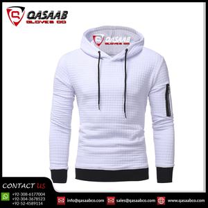 Autumn Winter Men's Long Sleeve Slim-Fit Sweatshirt Solid-Color Crocheted <b>Hoodie</b> With Arm-Zipper Breathable Warmed-Outerwear - Product Image 3
