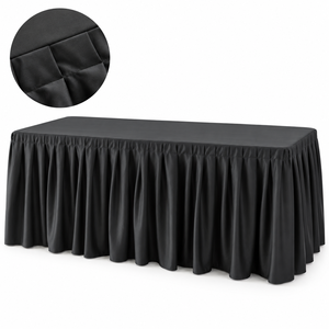 Cubierta de Mesa Plisada Scuba con Falda Suave Fruncida y Tallas Personalizadas para Empresas de Alquiler de Eventos y Compradores Mayoristas - Product Image 1