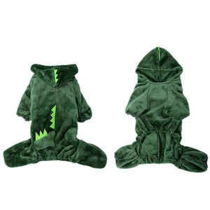 Vêtements pour animaux de compagnie pour chiens et chats, costume d'automne et d'hiver chaud et épais en polaire corail, motif tigre et dinosaure - Product Image 5