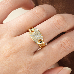 Großhandel Herrenring Hip-Hop Iced Out Liebes-Romantik-<span class=keywords><strong>Ring</strong></span> Versprechen Mode 5A Klarer Runder Zirkon Kubanische Kette Verlobungsring - Product Image 3