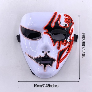 Máscara LED fluorescente colorida aterradora que brilla en <span class=keywords><strong>la</strong></span> oscuridad, máscaras de cara completa luminosas para hombres y mujeres, accesorios para disfraces de Halloween - Product Image 5