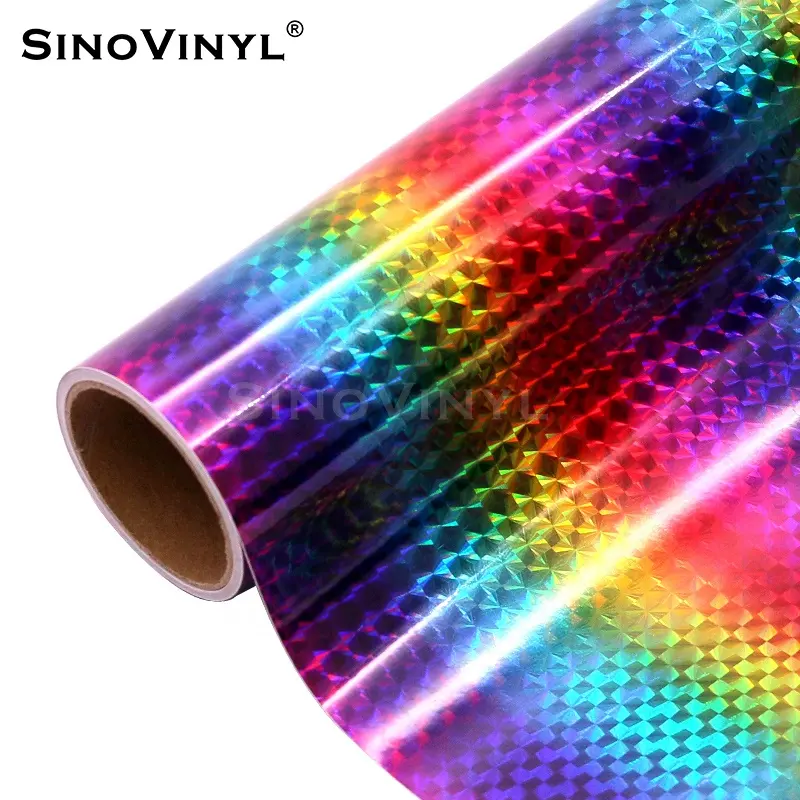 Sinovinyl Vinyl Materiaal Holografische Regenboog Gradiënt Vierkant Kind Diy Zelfklevend Vinyl Voor Snijplotter