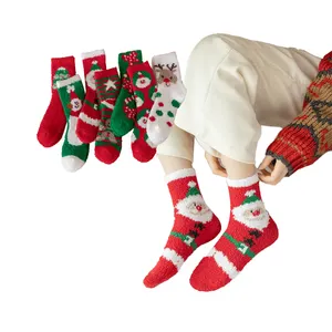 Custom Design Deer Fluffy Sleep Christmas Sock Coral Velvet 3D Stockings Cozy Unisex Cute Socks Winter Cozy Soft Gift Socks