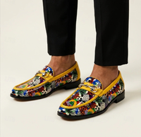Nouveaux Mocassins Homme Vintage en PU Légers et Respirants avec Semelle Extérieure en Caoutchouc, Détails Métalliques à la Pointe, Imprimés, Tendance, à Enfiler