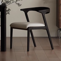 Chaise de salle à manger nordique moderne minimaliste en bois massif avec dossier et revêtement en cuir, finition noyer, pour la maison, la salle à manger, la cuisine, le bureau