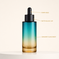 Flacon compte-gouttes en verre rond vert olive pour sérum et tonique, 20ml 30ml 40ml 50ml, pour sérum de maquillage et cosmétiques
