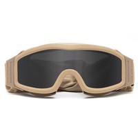 Lunettes de sécurité tactiques balistiques UV400 avec protection anti-buée, accessoire d'entraînement de chasse en extérieur, couleur beige, durables
