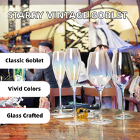 Verres à vin colorés de luxe modernes et vintage, motif ciel étoilé, pour vin rouge et liqueur, en cristal, grande capacité, pour mariage et fête