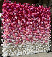 Mur de fleurs artificielles fait main pour mariage et Saint-Valentin, 2,4 m x 2,4 m, roses en tissu blanc, violet et rose, décoration murale 3D