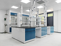 Plan de travail central en acier et résine phénolique sur mesure pour laboratoire hospitalier, pharmacie, microbiologie, école, laboratoire