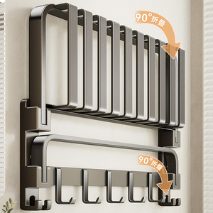 Ltes Y008q Porte-serviettes de salle de bain 50x30cm, étagère d'angle murale avec crochets, design rectangulaire durable - Product Image 4