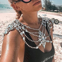 Maille gland épaule chaîne bijoux de mariage pour femmes collier robe plusieurs rangées Sexy Bikini Cosplay maillot de bain été corps chaîne