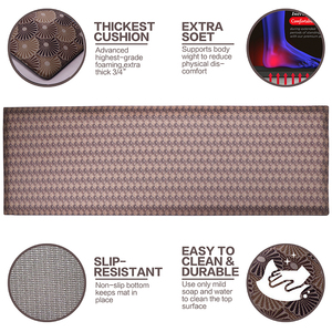 Tappetino Antifatica Sheepmats <span class=keywords><strong>Rosso</strong></span> Floreale Lungo di Lusso in PU, Set <span class=keywords><strong>da</strong></span> 2 Pezzi, Stile Bohemien, Antiscivolo, per Scrivania e <span class=keywords><strong>Cucina</strong></span>, Spessore 1 Pollice - Product Image 2