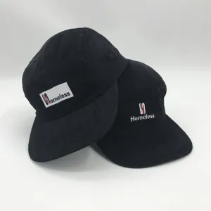 卸売コーデュロイ5パネル帽子カスタム刺繍ロゴとタグロゴ付き高品質キャンプキャップ