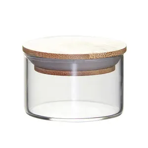 Glas Cup W Bamboe Deksel Kom Voor Acryl Nail Art Kit Acryl Liquid Powder Glas Dappenglaasje