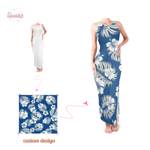 कारखाने की कीमत अनुकूलित मुद्रित पॉलिनेशियन पाम पत्तियों सुरुचिपूर्ण प्रेम शाम कपड़े लक्जरी शादी - Product Image 1