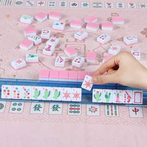 Mahjong américain rose, tuiles en acrylique à 4 couches avec 160 cartes gravées, <span class=keywords><strong>jeu</strong></span> <span class=keywords><strong>de</strong></span> luxe et idée cadeau <span class=keywords><strong>de</strong></span> Noël - Product Image 3