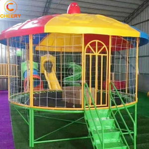 Trung Quốc Nhà Máy Giá ngoài trời trẻ em Rides <span class=keywords><strong>2</strong></span> trong <span class=keywords><strong>1</strong></span> trẻ em thiết bị trong nhà <span class=keywords><strong>Trampoline</strong></span> công viên giường net với Slide/Roof - Product Image 1