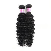 Extensions de cheveux humains brésiliens 9A Deep Wave, 100 % vierges non traités, noirs naturels bouclés