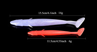 Leurre de pêche souple TPE à queue en T ailée, phosphorescent, flottant, bionique, artificiel, 15 cm, 3 pièces, pour eau salée, sans hameçons