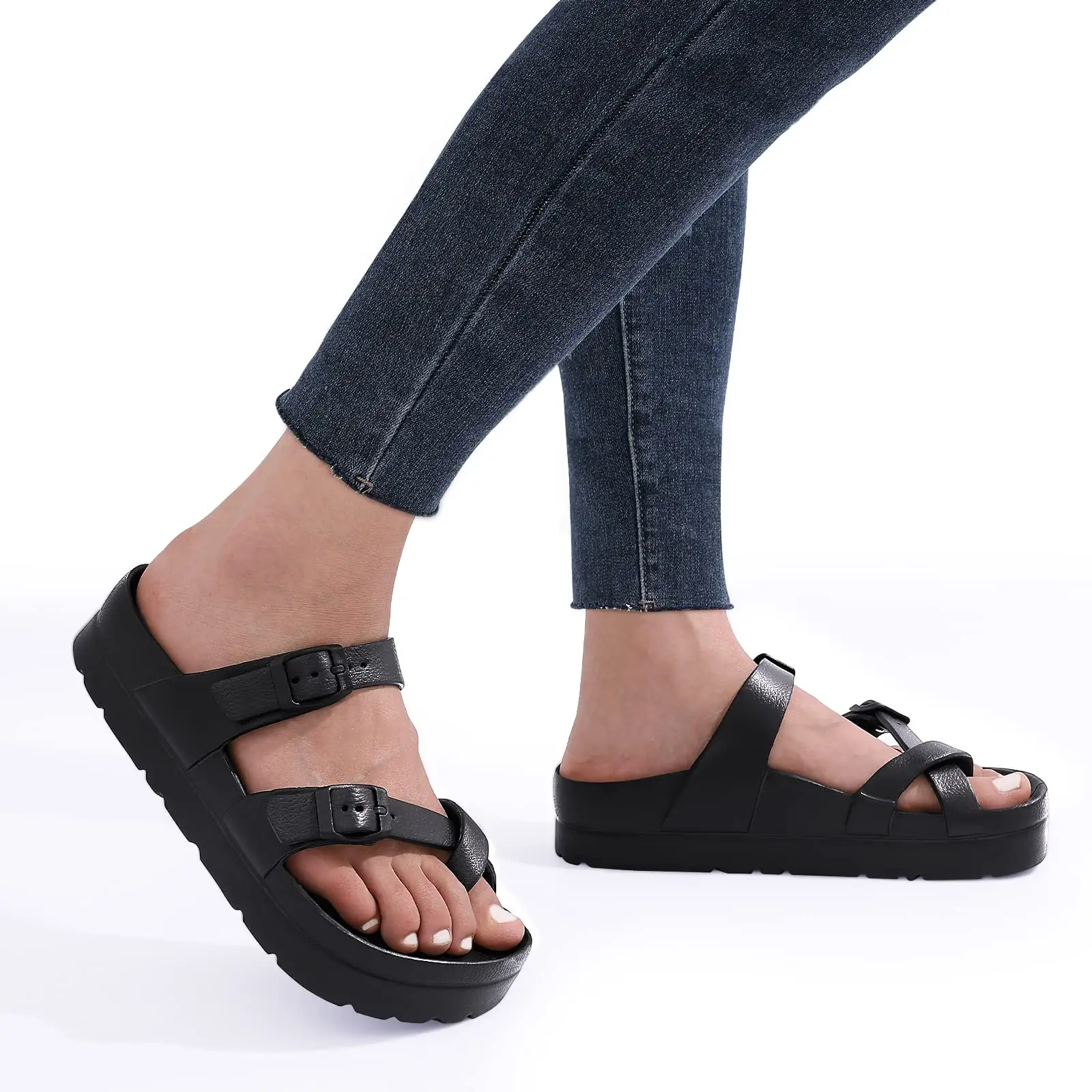 Ambitie Bestseller Dames Sandalen Verstelbare Gesp Ultra Kussen Indoor Outdoor Slippers