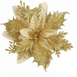 Adornos Navideños de Flores Artificiales, Decoraciones para Árboles de Navidad en Dorado, Plateado y Rojo, Tela No Tejida - Product Image 4