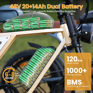 จักรยานไฟฟ้า Jansno X70G ขนาด 20 นิ้ว แบตเตอรี่คู่ 48V 34Ah ยางใหญ่ จักรยานเสือภูเขาไฟฟ้า ระบบกันสะเทือนเต็มรูปแบบ - Product Image 6