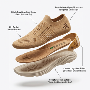 Custom East Zen Style for Bamboo Weave Running Shoes Athletic <strong>Trainers</strong> for Men/Women Natural Cork Insole OEM Customizable - Product Image 2