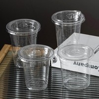 Gobelets en plastique jetables transparents avec logo imprimé personnalisé 12oz 16oz 22oz Gobelets à café et jus glacé avec couvercles Gobelets en plastique en PET