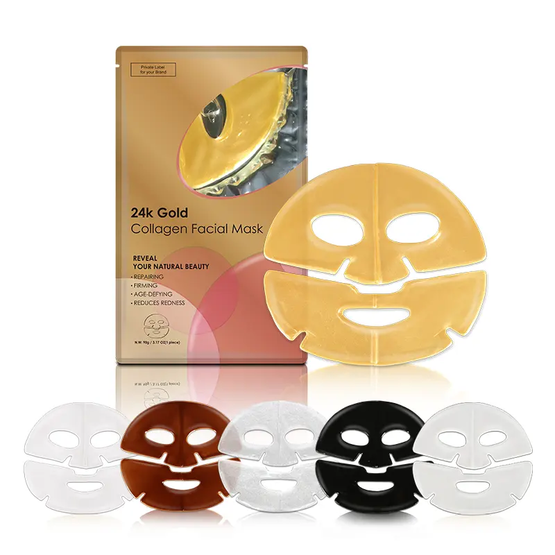 Oem Odm Cosmetic Moist urizing Organic Sheet Voll reines 24 Karat Gold Gelb Gesichts maske Crystal Face Sheet