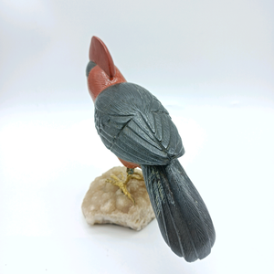 Escultura de pájaro de ágata negra/jaspe rojo, arte popular, para regalos navideños BJ1086 - Product Image 4