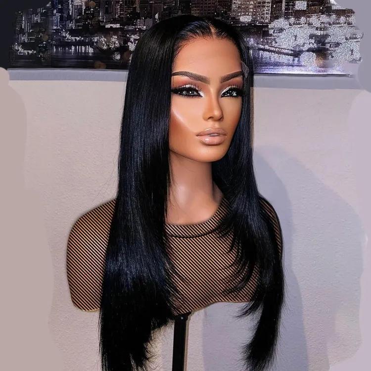 Frontal Wig Human Hair Hd Lace Wigs 360 Lace Frontal Wig Straight Glueless 100% Virgin Bone Straight Peruvian Hair Wig