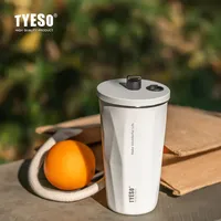 Tyeso 8848A Tasse à café en acier inoxydable Capacité de 600ml Fiole portable à double paroi isolée sous vide Paille d'eau