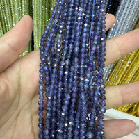 Perles en zircone cubique facettées de 2/3/4 mm en gros pour la fabrication de bijoux, fil rond facetté en CZ