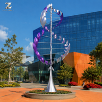 Grande sculpture cinétique en acier inoxydable, artisanat métallique, art éolien extérieur, décoration paysagère d'hôtel, sur mesure, durable, fabrication en usine