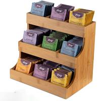 Boîte de rangement moderne et minimaliste pour sachets de thé en bambou, organiseur de dosettes de café, étagère multi-niveaux, plateau de tri de bureau – En stock