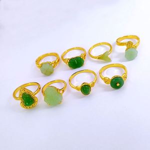 Vintage Style Chinese Imitation Gold Jade <b>Ring</b> Gold Plated <b>Ring</b> Cz Zircon Mix Bulk Gemstone Opening <b>Adjustable</b> <b>Ring</b> - Product Image 6