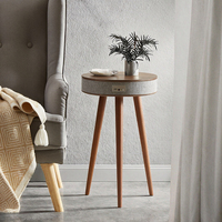 LOUIS DONNE Table basse moderne en bois massif réglable avec musique intelligente Haut-parleur Bluetooth Chargement sans fil Port USB pour le salon