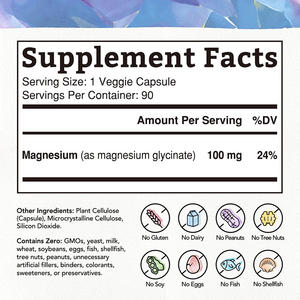 OEM Magnesium glycin at kapseln Vegane Magnesium kapseln Entspannung Magnesium pillen für die Gesundheit von Muskeln und Nerven - Product Image 5