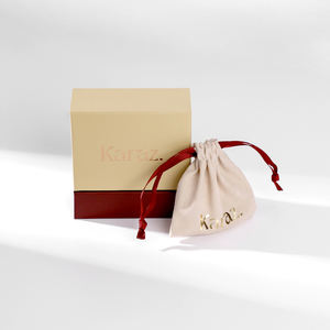 Boîte à bijoux en papier brun en gros avec gaufrage d'estampage en feuille d'or-Logo à bas prix personnalisable pour le stockage de bijoux de bague - Product Image 2