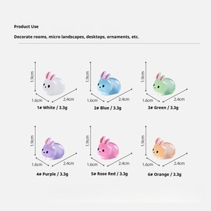 Figura de <span class=keywords><strong>Conejo</strong></span> de Resina Luminosa, Miniatura Multicolor que Brilla en la Oscuridad, Adorno de Conejito para Terrario de Musgo, Micropaisaje, Decoración de Escenas DIY - Product Image 2