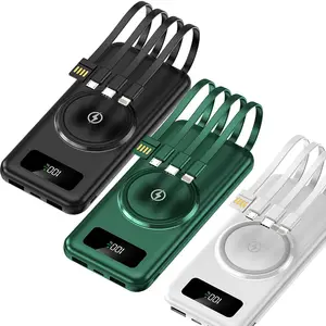 Mini magnetische drahtlose tragbare Handy-Akkuladegerät 15 W Super-Schnellladung Power Bank 40000 mah Powerbank mit Kabel